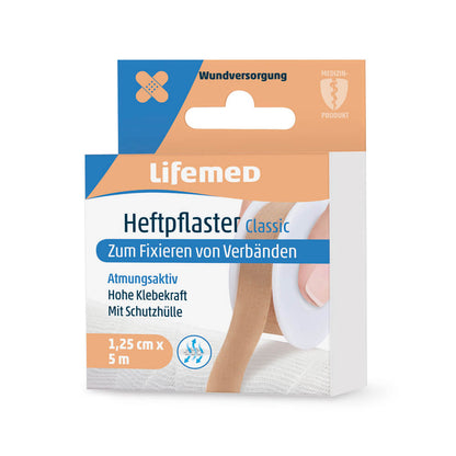 Heftpflaster Lifemed® Classic, hautfarben, Größe 1,25 cm x 5 m