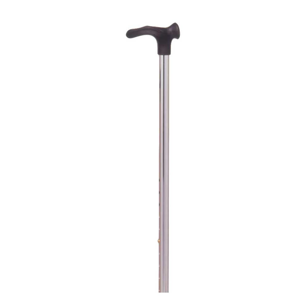 Gehstock mit anatomischem Griff, silberfarben, lange Stütze