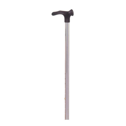 Gehstock mit anatomischem Griff, silberfarben, lange Stütze