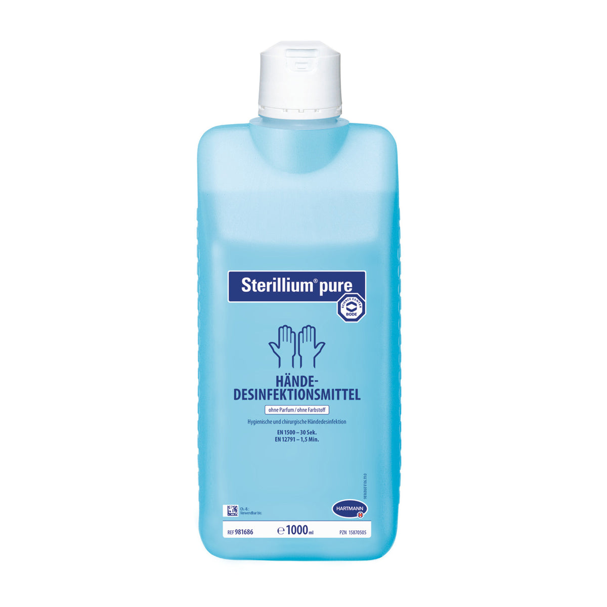 Händedesinfektionsmittel Sterillium® pure, blaue Flasche, 1000 ml, mit Schraubkappe