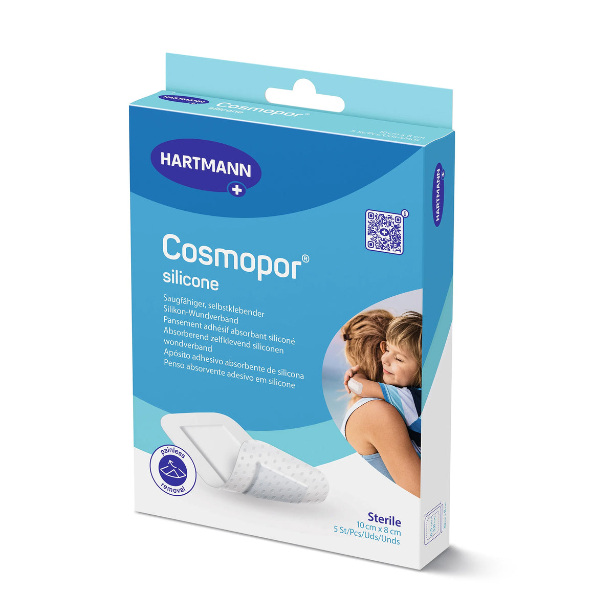 Hartmann Cosmopor® Silikon-Wundschnellverband, sterile Packung mit Pflastervorderseite