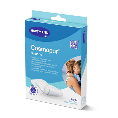 Hartmann Cosmopor® Silikon-Wundschnellverband, sterile Packung mit Pflastervorderseite
