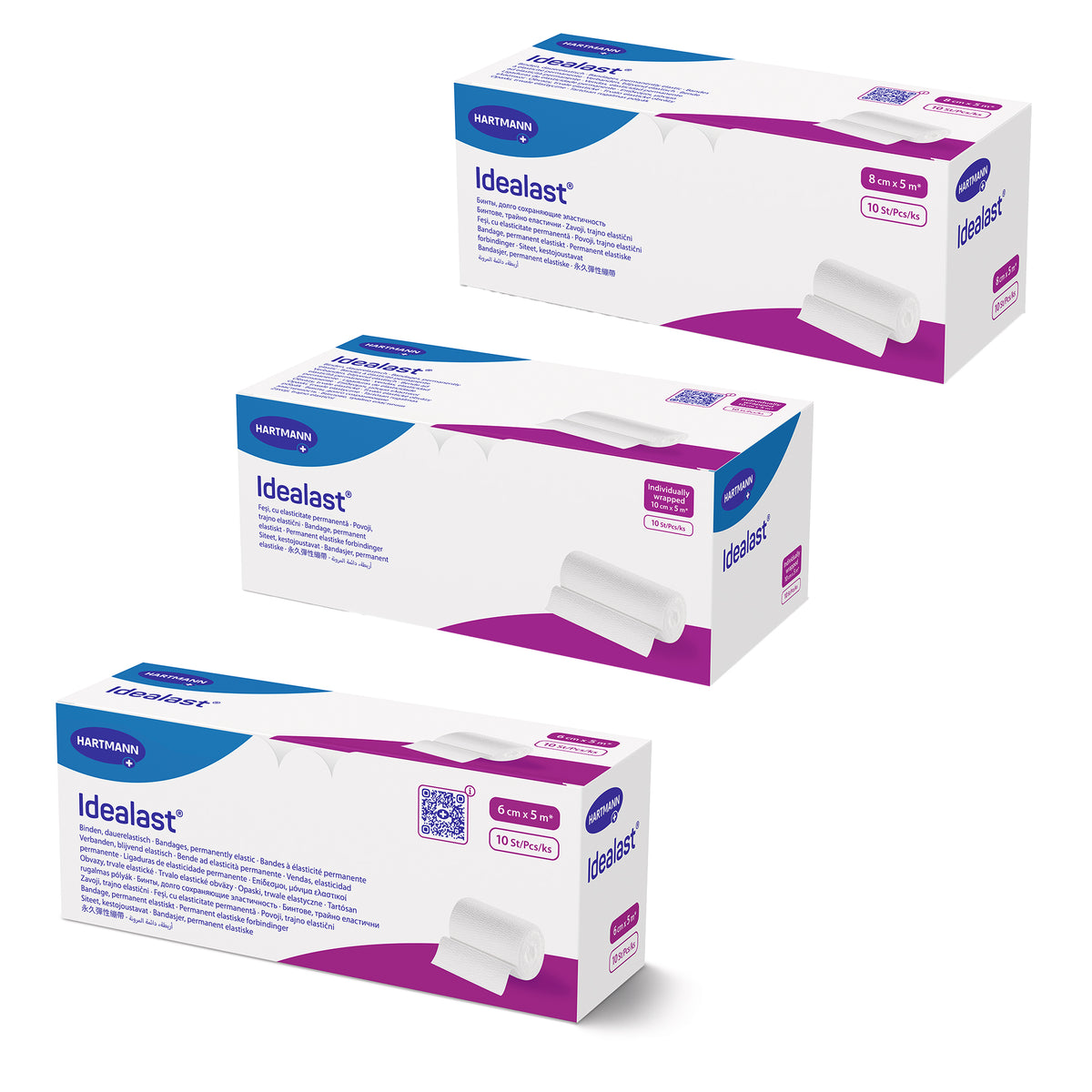 Hartmann Idealast® Binden-Packung, weiß mit violetten Akzenten, 10 Stück/Packung