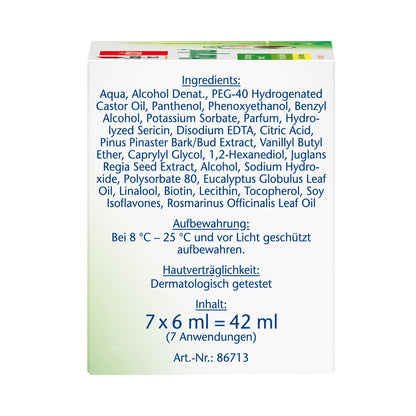 Doppelherz aktiv Haar plus+ Packung mit Zutatenliste, Aufbewahrung und Inhalt 7x6 ml