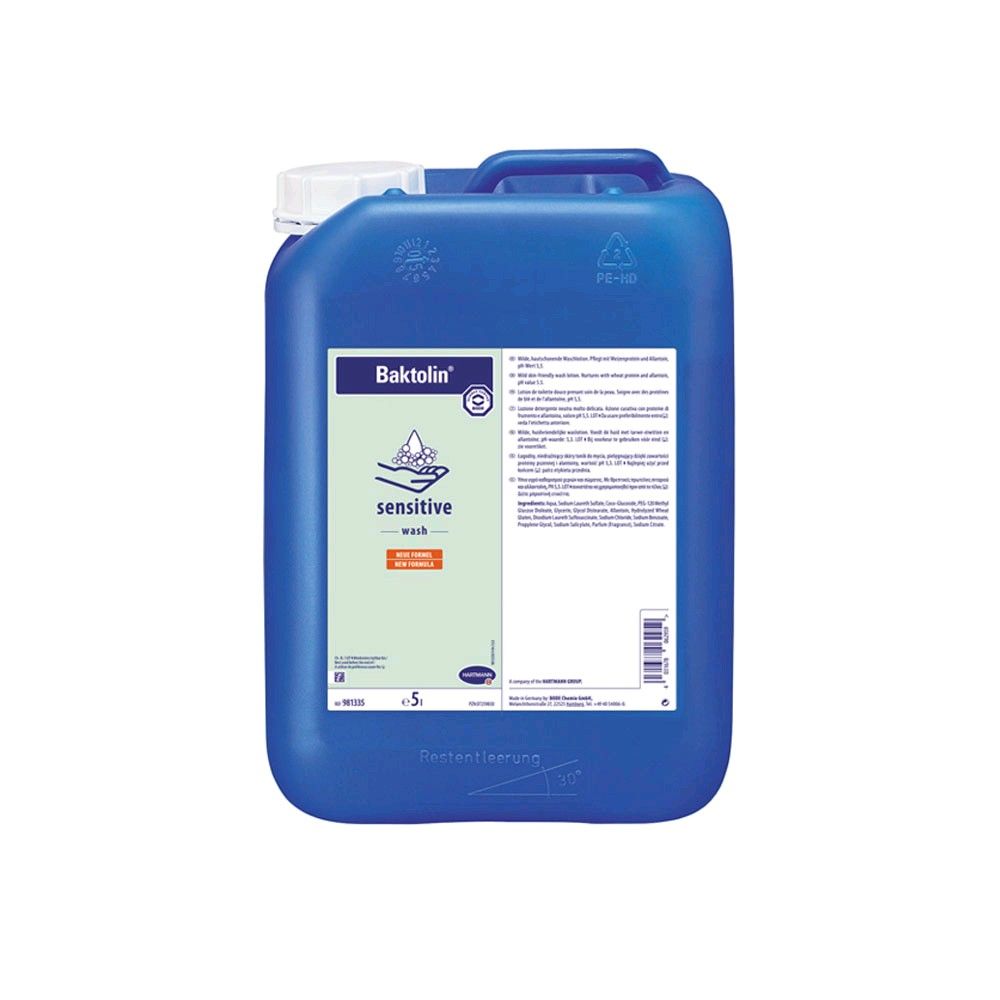 Baktolin sensitive wash Waschlotion, blauer Kanister mit Rückseitenetikett (5 l)