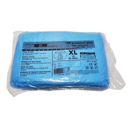 Infektionsschutzkittel aus Vlies in Folienverpackung, blau, Größe XL, 10 Stk.