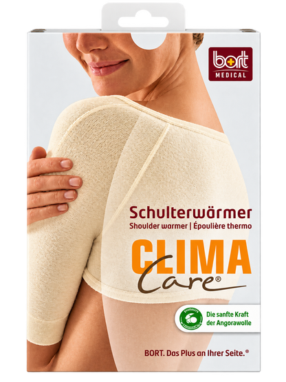 Baumwolle+Angora Schulterwärmer ClimaCare® von Bort, cremefarbener Einsatz am Schulterbereich