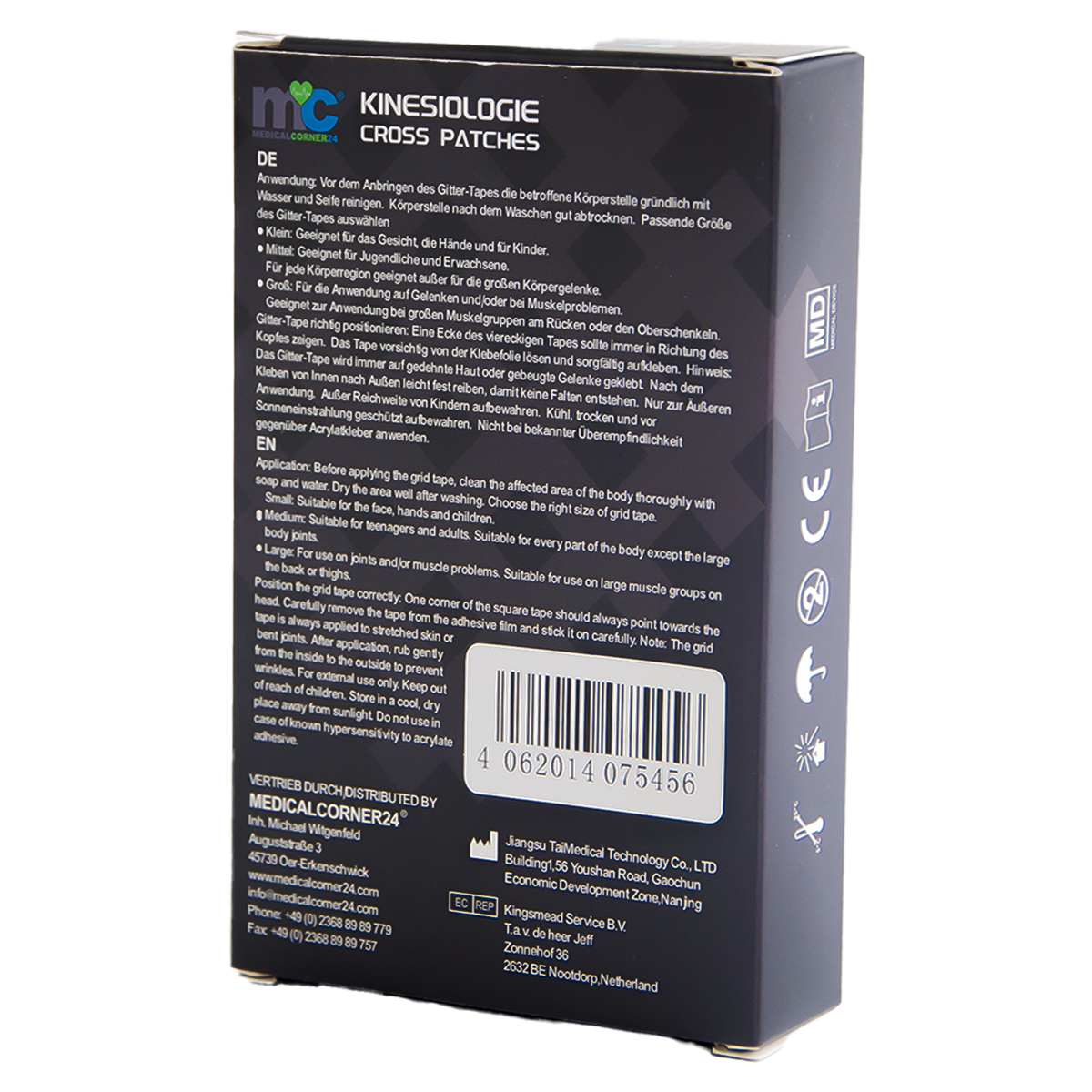Medicalcorner24 Kinesiologie-Cross-Patches Packung von hinten