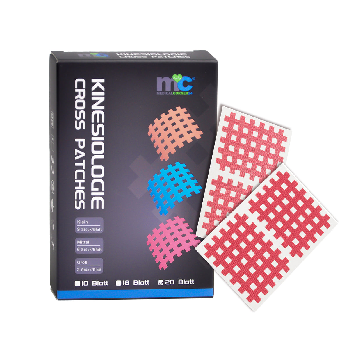 Medicalcorner24 Cross-Patches Packung mit Gitteraufklebern in Pink