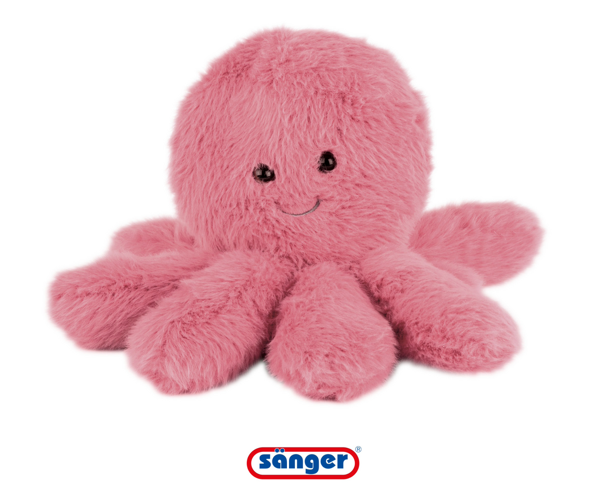 Rosa Oktopus-Körnerkissen „Octavia“ mit Kirschkernfüllung, weiches Plüsch