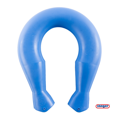 Sänger ergonomische Nackenwärmflasche aus Gummi, blaue U-Form ohne Bezug