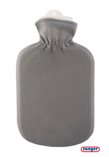 Gummizug-Konturbezug für Wärmflasche, hellgrau, mit Zugkordel, sänger-Logo